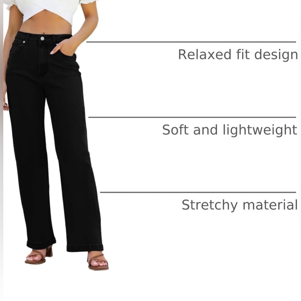 ETTELO Jeans High Waisted Straight Leg Loose Stretchy. Size:2 - Picture 4 of 16